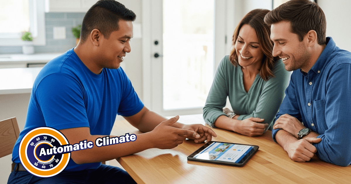 Discussing climate control solutions together.