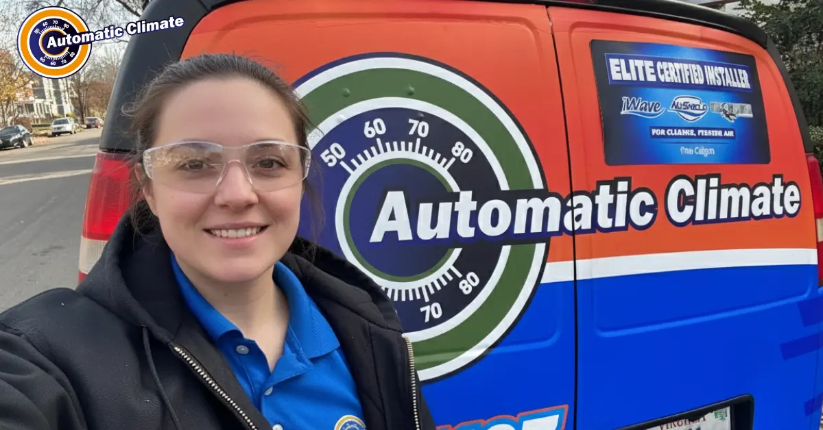 Person in front of service van